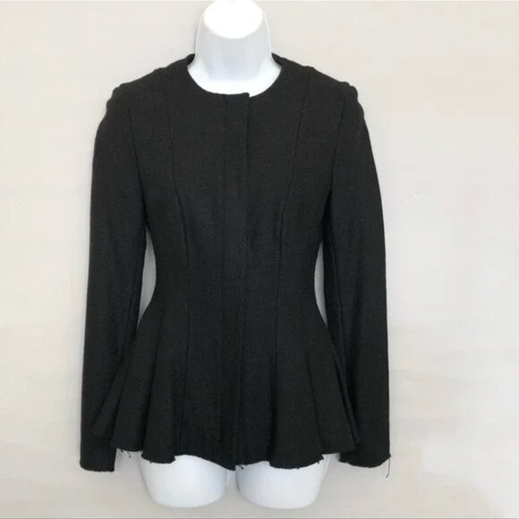 Theory Movement Black Canvas Tweed Peplum Blazer Jacket - Picture 5 of 16